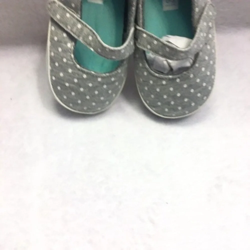 Carter's Crib Shoes Baby 3-6M Grey Polka Dot New Mary Jane Soft Sole